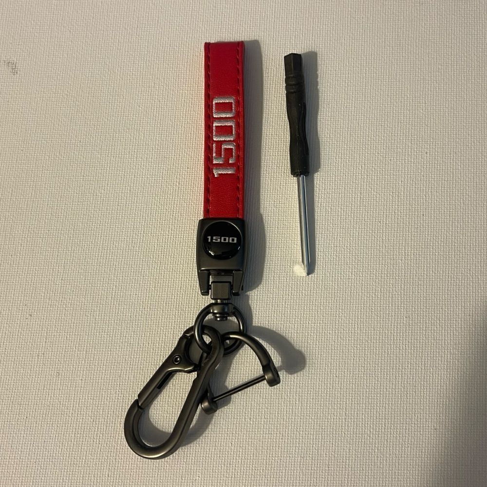 1500 Key Fob Keychain in Red Leather with Metal NWT